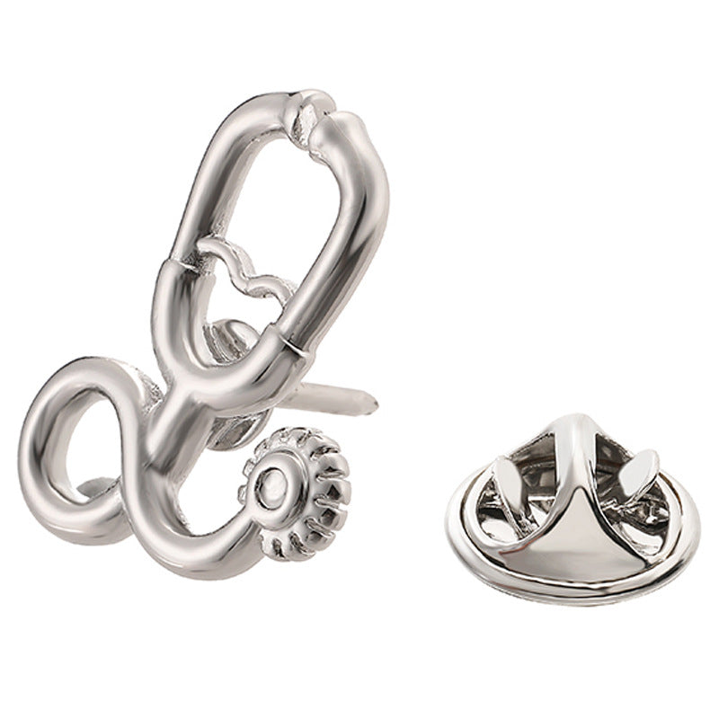 Silver Stethoscope Pin