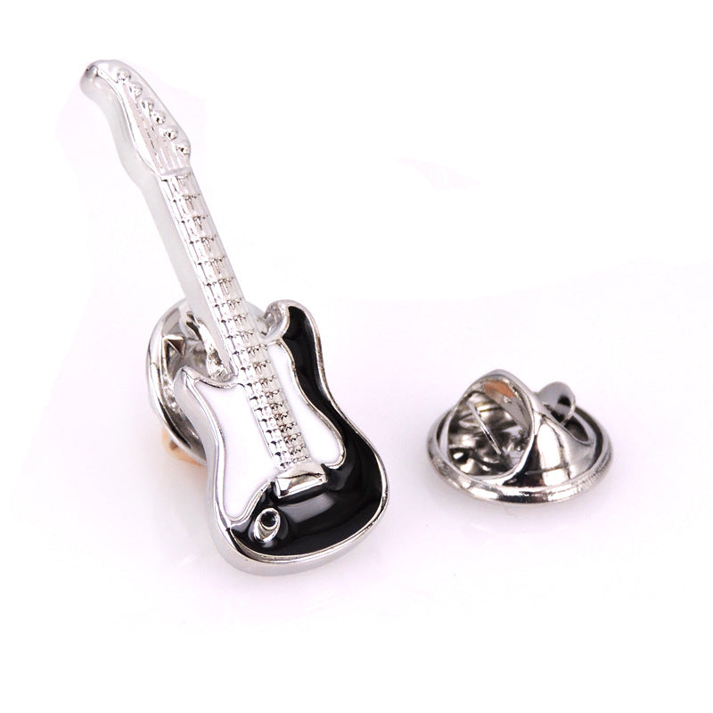 Black & Silver Guitar Brooch