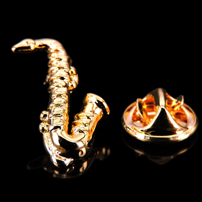 Gold Saxophone Brooch