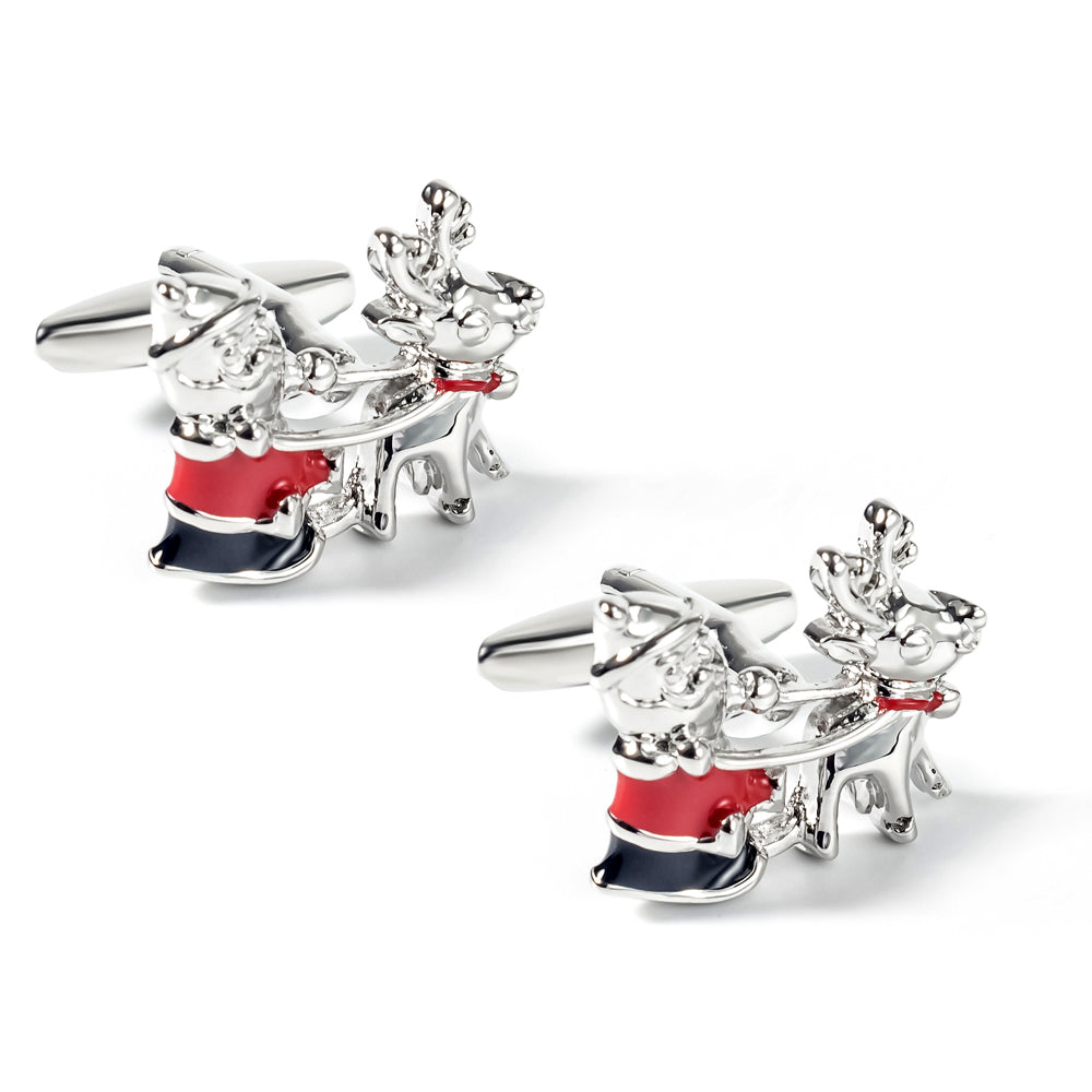 Santa with Reindeer Cufflinks