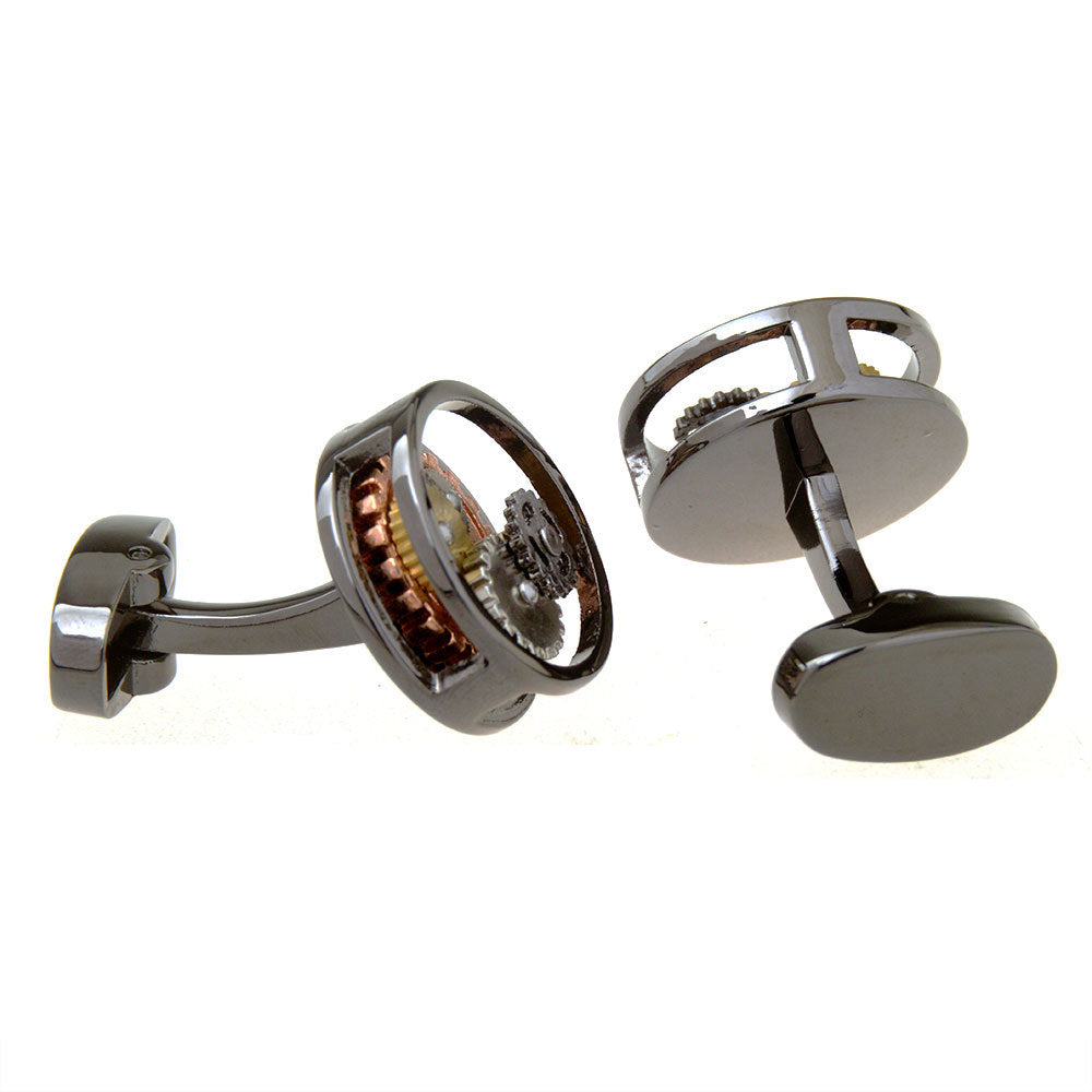 Working Black Watch Movement Steampunk Cufflinks