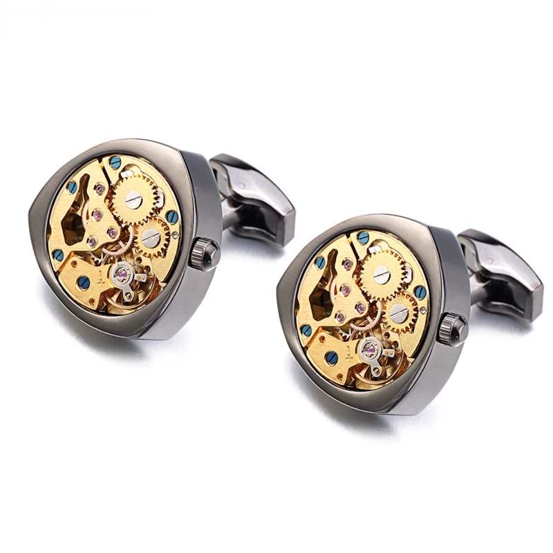 Working Silver Watch Movement Steampunk Cufflinks
