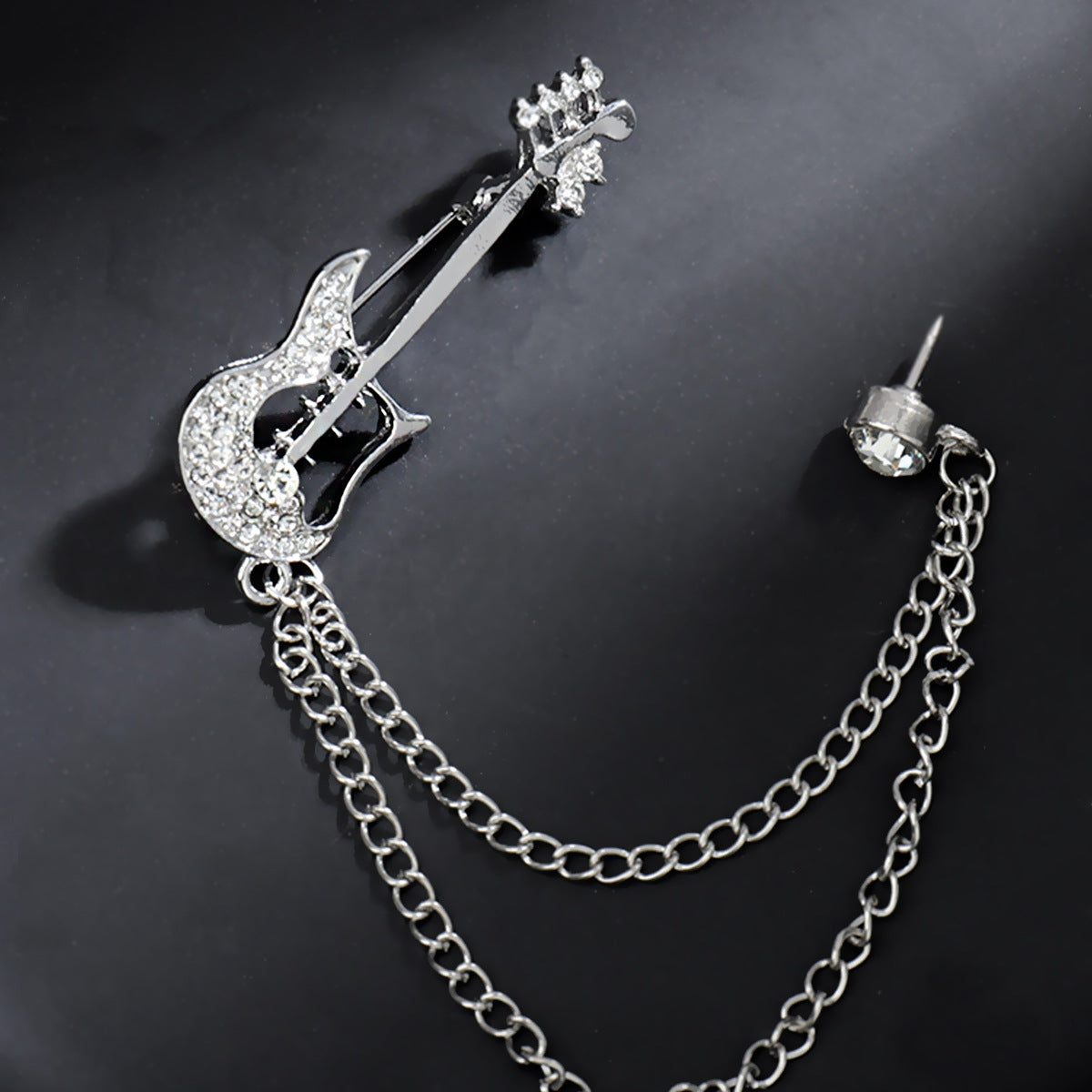 Silver Electric Guitar Brooch